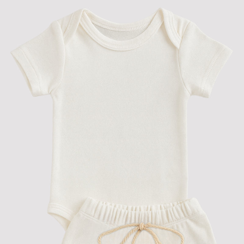 Conjunto Bebe Algodao Organic Off White Curto