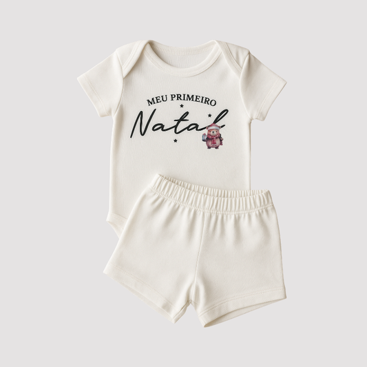 Conjunto Bebe Meu Primeiro Natal Off White