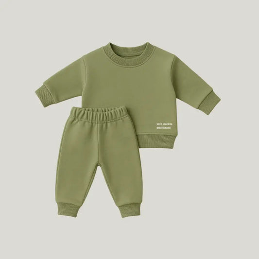 Conjunto Bebê Moletom Comfy Felicidade Verde Musgo