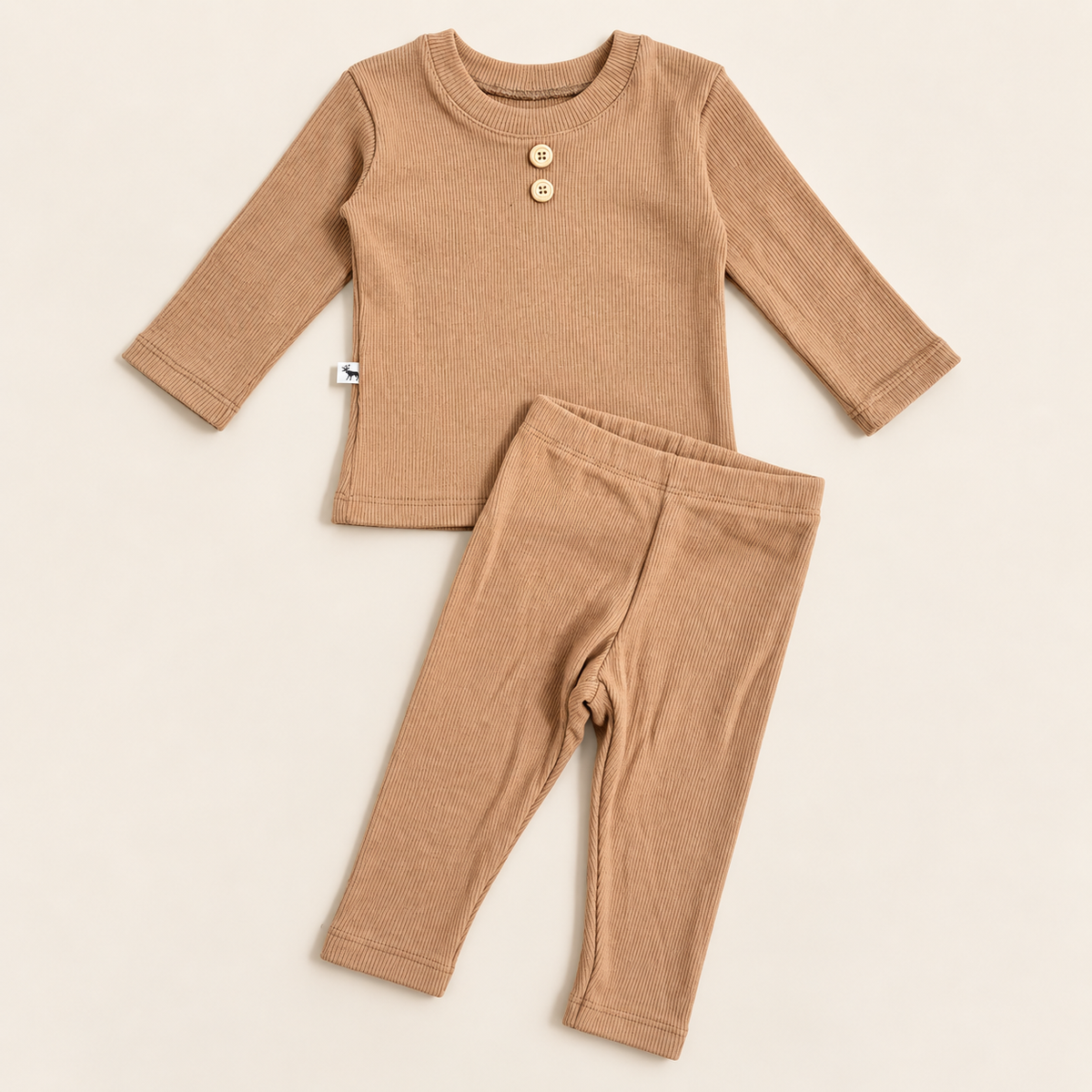 Conjunto Bebê Canelado Buttons Cappuccino Longo