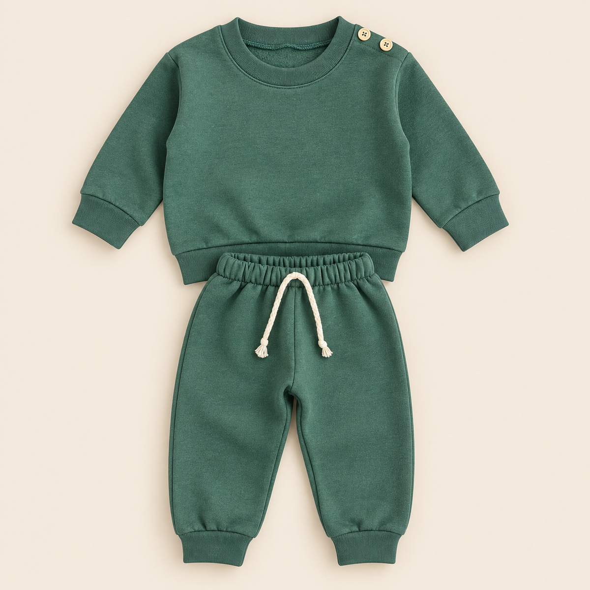 Conjunto Bebê Moletom Comfy Buttons Musgo