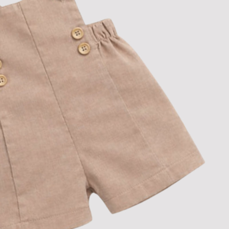 Jardineira Infantil Bebê Unissex Linho Brow