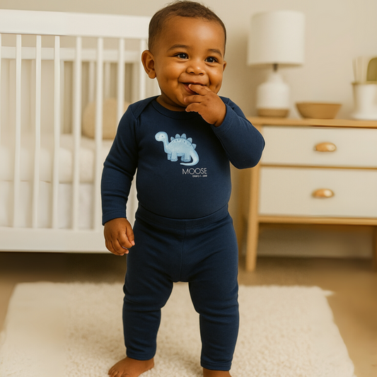 Conjunto Bebê Algodão Orgânic Dino Marinho