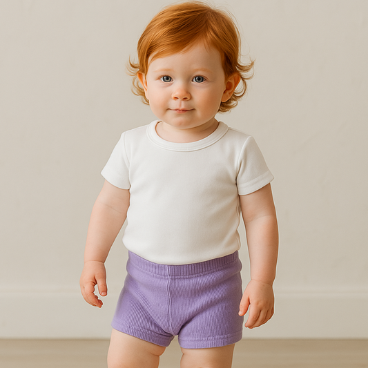 Short Bebê Canelado Ciclista Lavanda