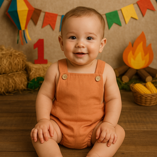 Romper Bebê Tradicional Linho Orange