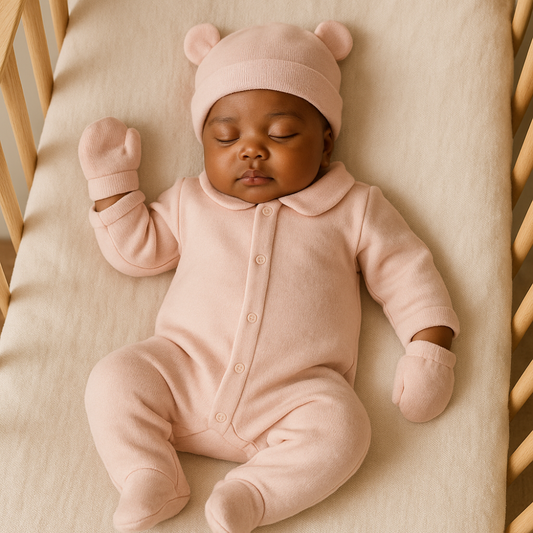 Kit Bebê Prematuro Macacão Luva e Touca Rose