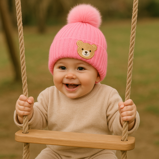 Touca Bebê Bear Bordado Rose