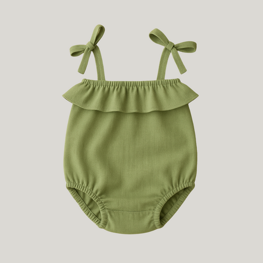 Body Bebê Menina Ambar Linho Verde
