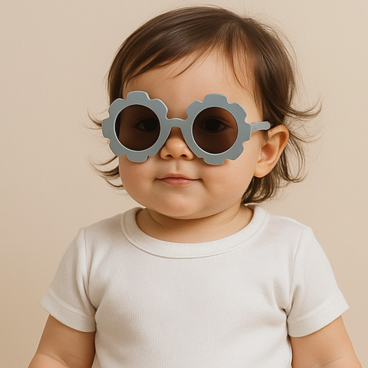 Óculos De Sol Para Bebe Retrô Flowers Blue Proteção Uv