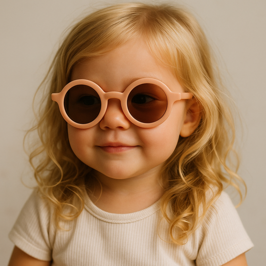 Óculos de Sol para Bebe Retrô Redondo Rose com Proteção Uv