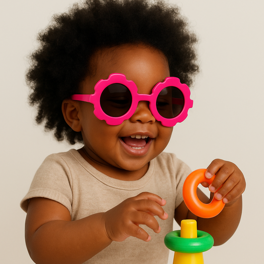 Óculos De Sol Para Bebe Retrô Flowers Pink Proteção Uv