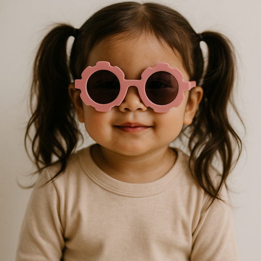 Óculos De Sol Para Bebe Retrô Flowers Rose Proteção Uv