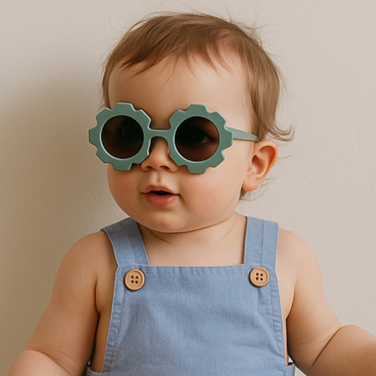 Óculos De Sol Para Bebe Retrô Flowers Verde Menta Proteção Uv