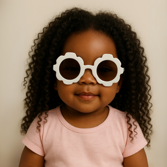 Óculos De Sol Para Bebe Retrô Flowers Off White Proteção Uv