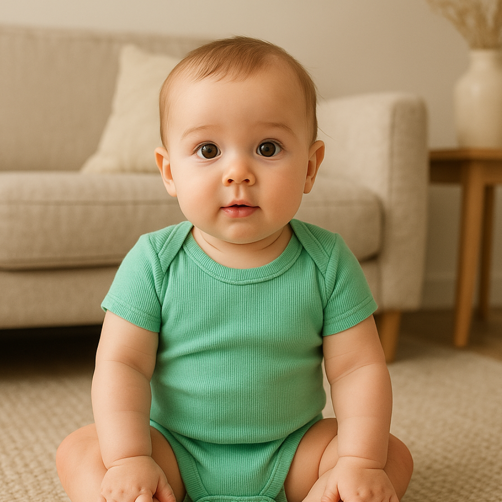 Body Bebê Basic Canelado Verde Menta
