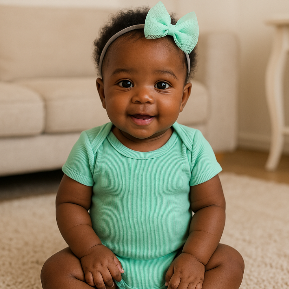 Body Bebê Basic Canelado Verde Menta