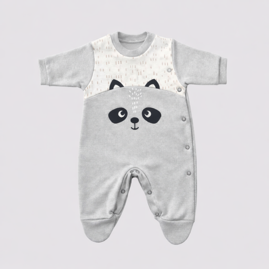 Macacão Recém Nascido Guaxinim Mescla