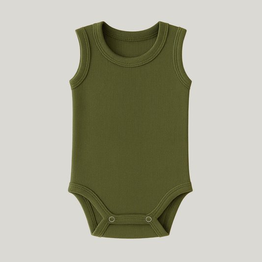 Body Bebê Canelado Regata Verde Musgo