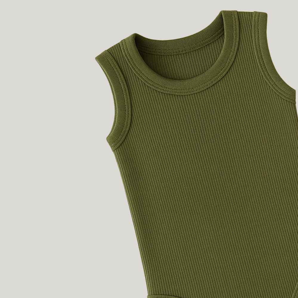 Body Bebê Canelado Regata Verde Musgo