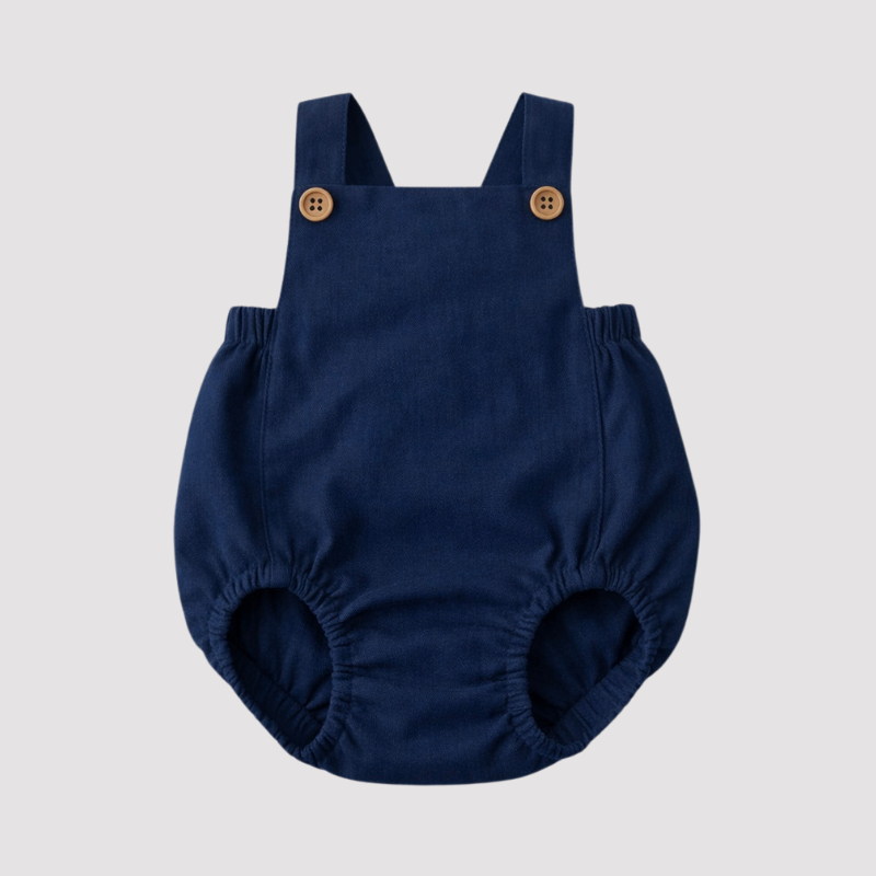 Romper Bebê Tradicional Linho Marinho