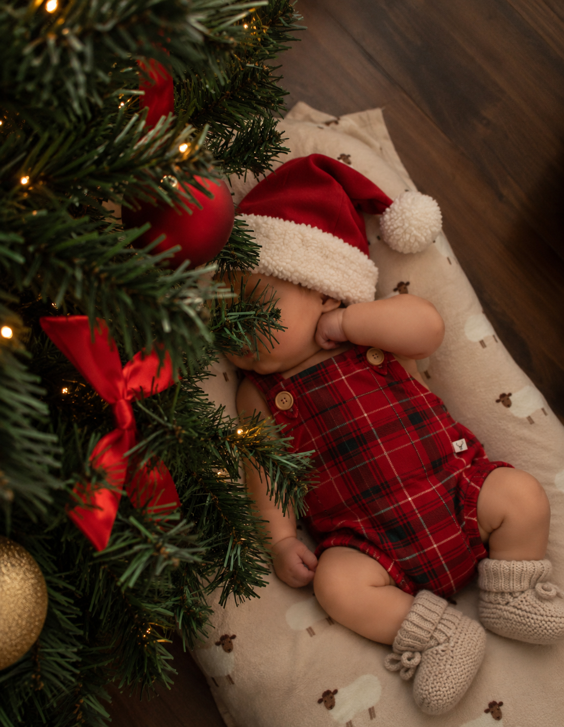 Pelele navideño vintage rojo para bebé