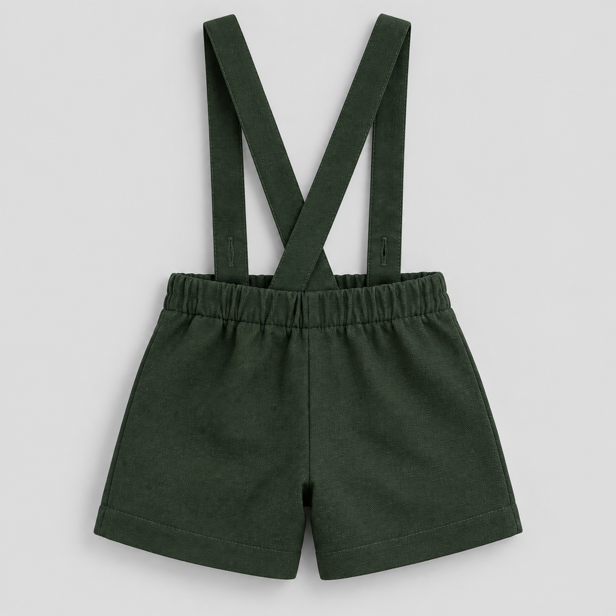 Short Infantil Suspensório Linho Verde Musgo