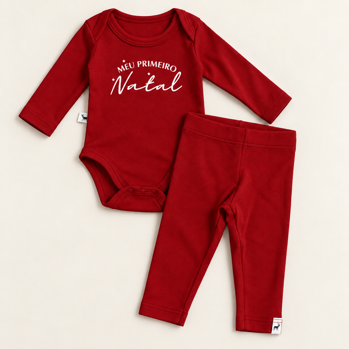 Conjunto Bebê Algodão Meu Primeiro Natal Longo Red