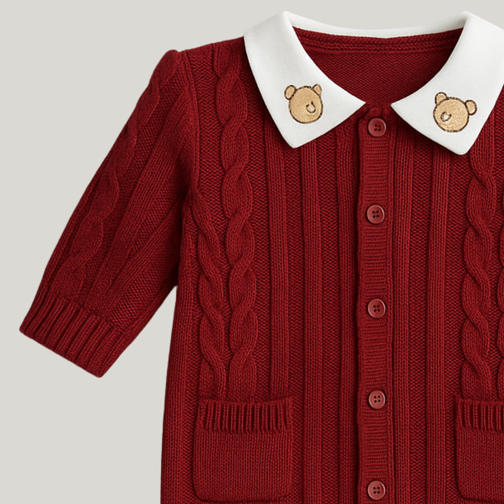 Kit Saída Maternidade Menino Tricot 2 Peças Vintage Bear Red