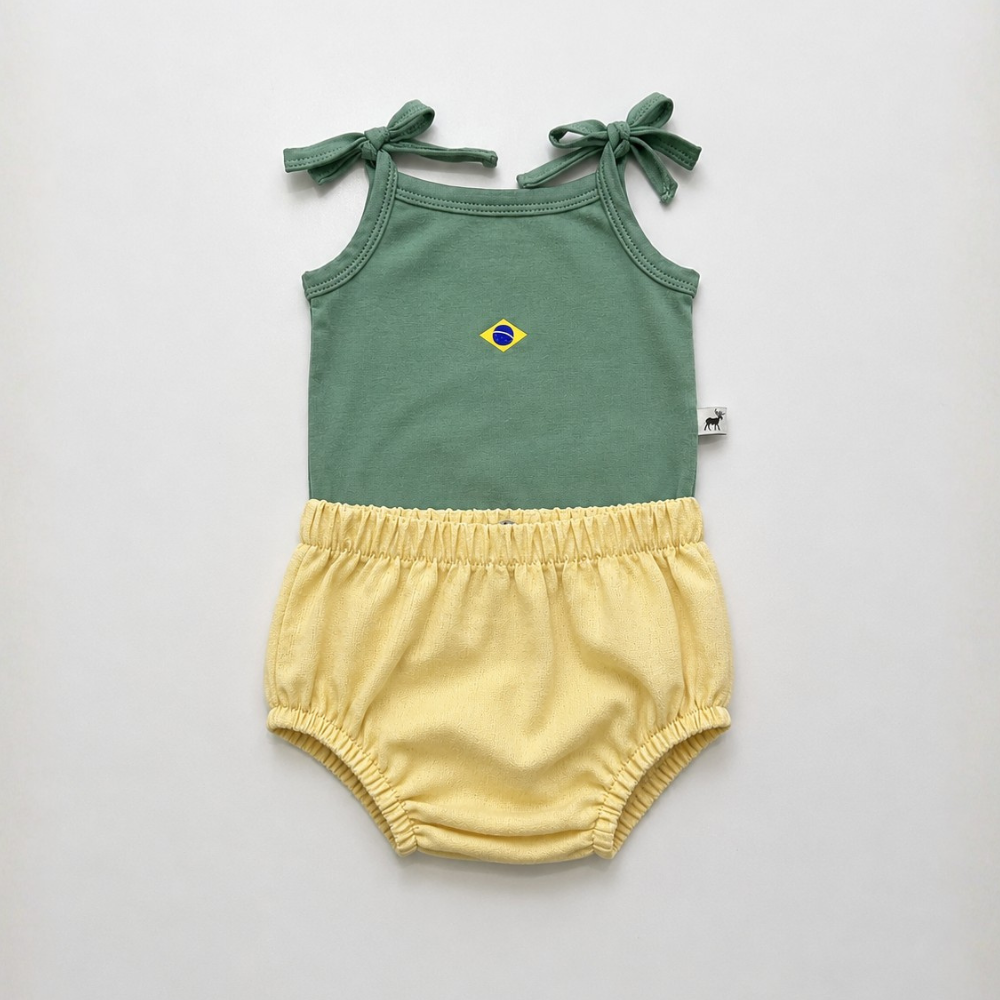 Kit 2 peças Menina Brasileirinha Verde