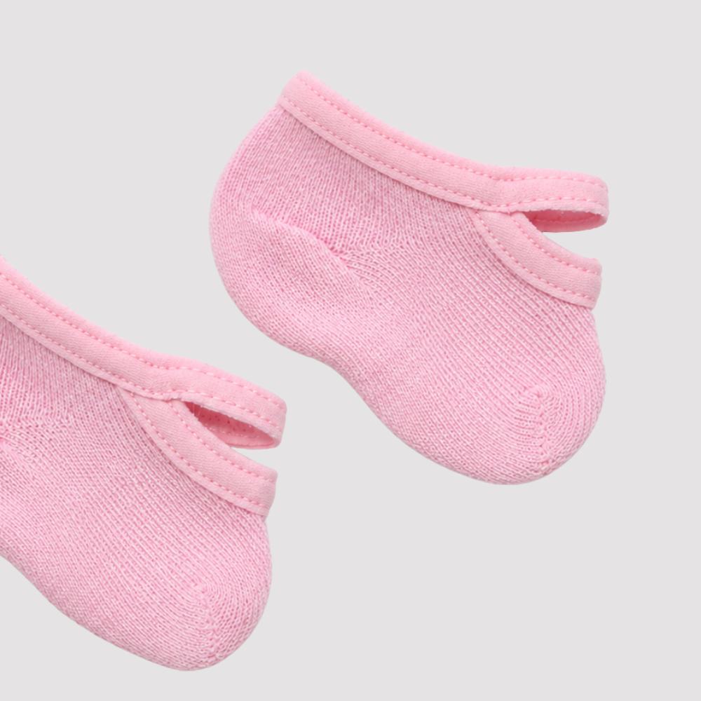 Meia bebê Sapatilha Com Tira Prende No Pé Rosa
