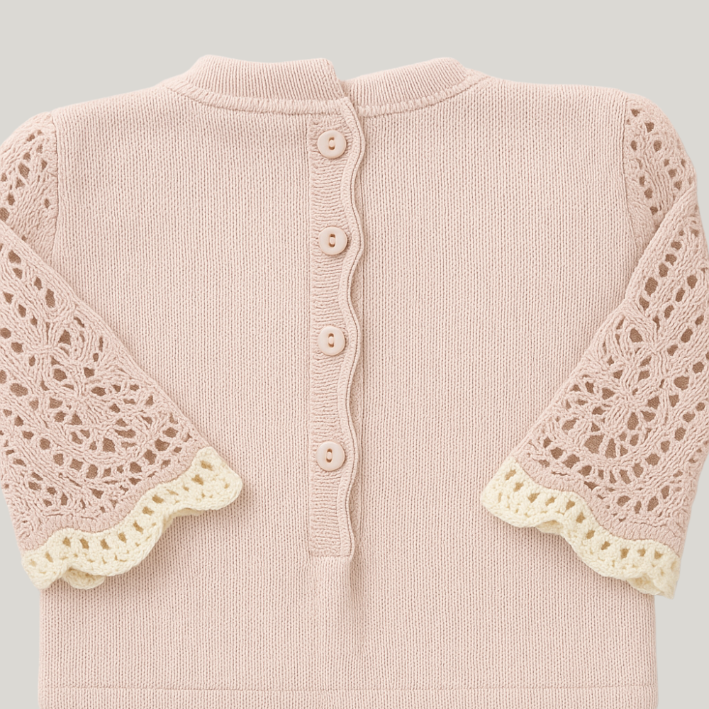 Kit Saída Maternidade Menina Tricot 3 Peças  Estelle Rose