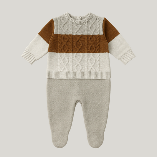 Macacão Bebê Recém Nascido Tricot Prince Bege