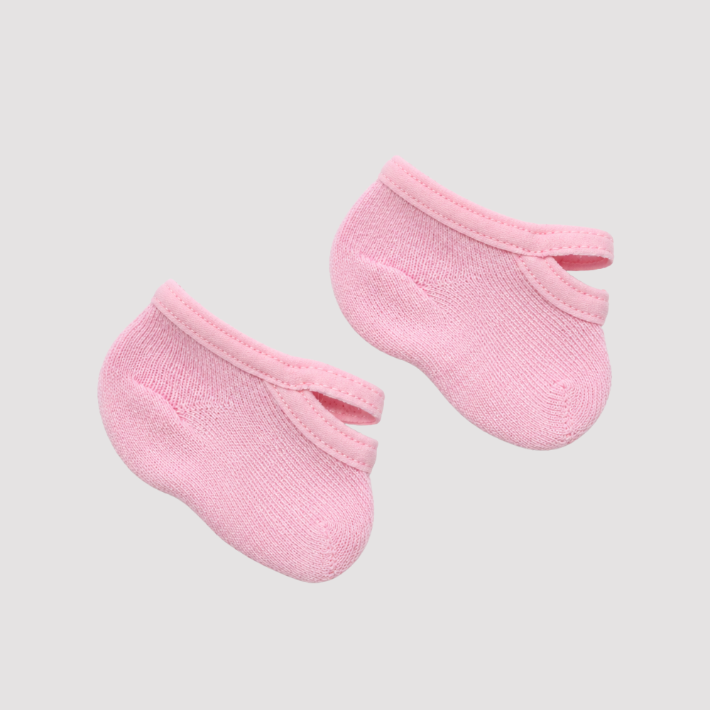 Meia bebê Sapatilha Com Tira Prende No Pé Rosa