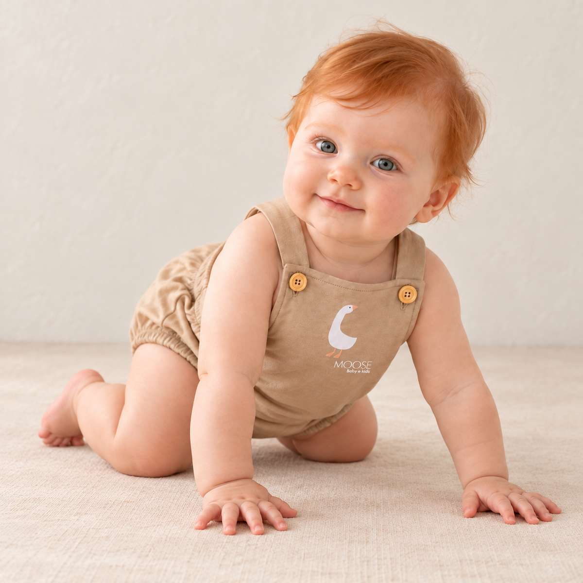 Romper Bebê Algodão Patinho Bege