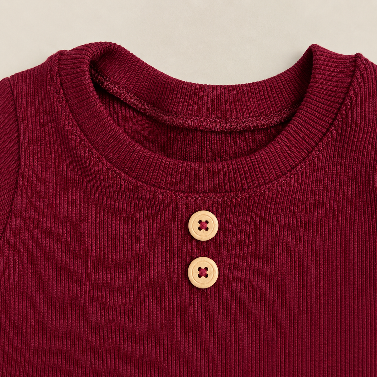 Conjunto Bebê Canelado Buttons Bordo Longo