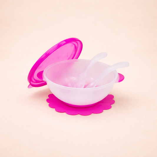 Kit Bowl e Talheres Rosa Bpa Free