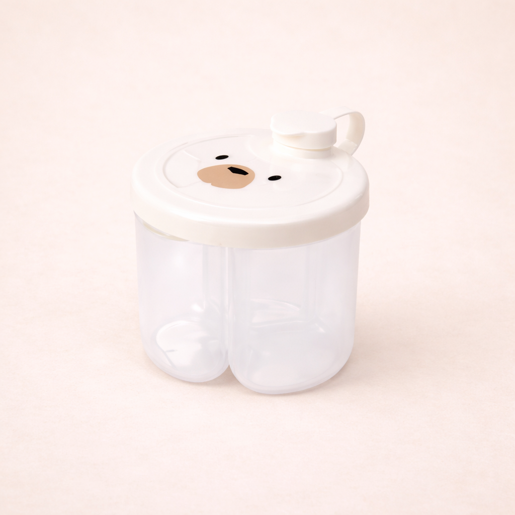 Porta Leite em Pó Dosador com Divisórias Bear Off White