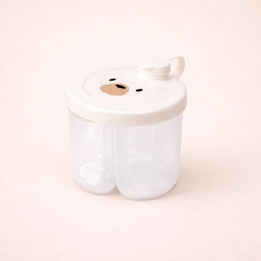 Porta Leite em Pó Dosador com Divisórias Bear Off White