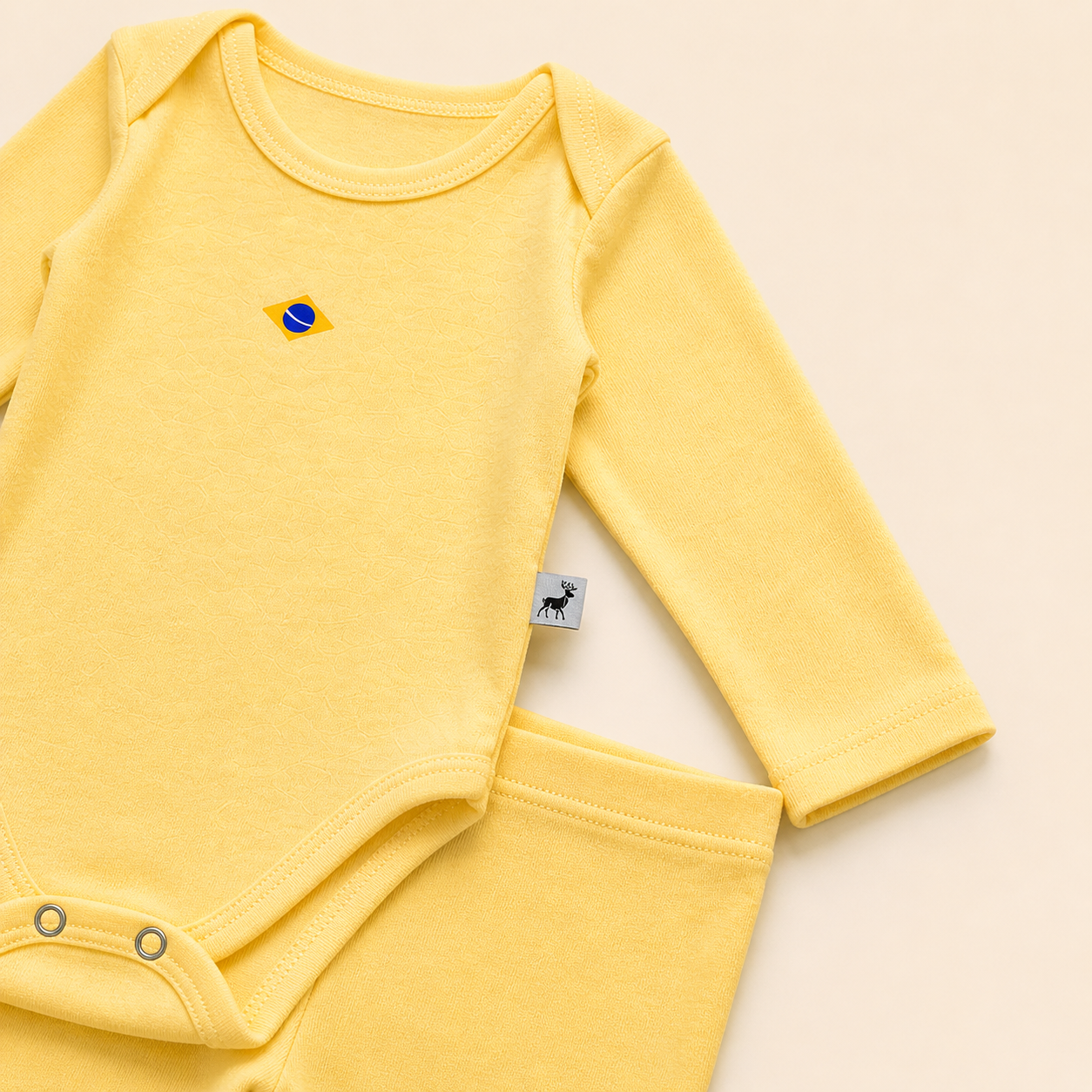 Conjunto Orgânic Algodão Longo Brasil Amarelo
