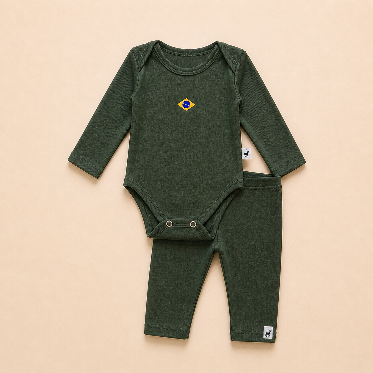 Conjunto Orgânic Algodão Longo Brasil Musgo