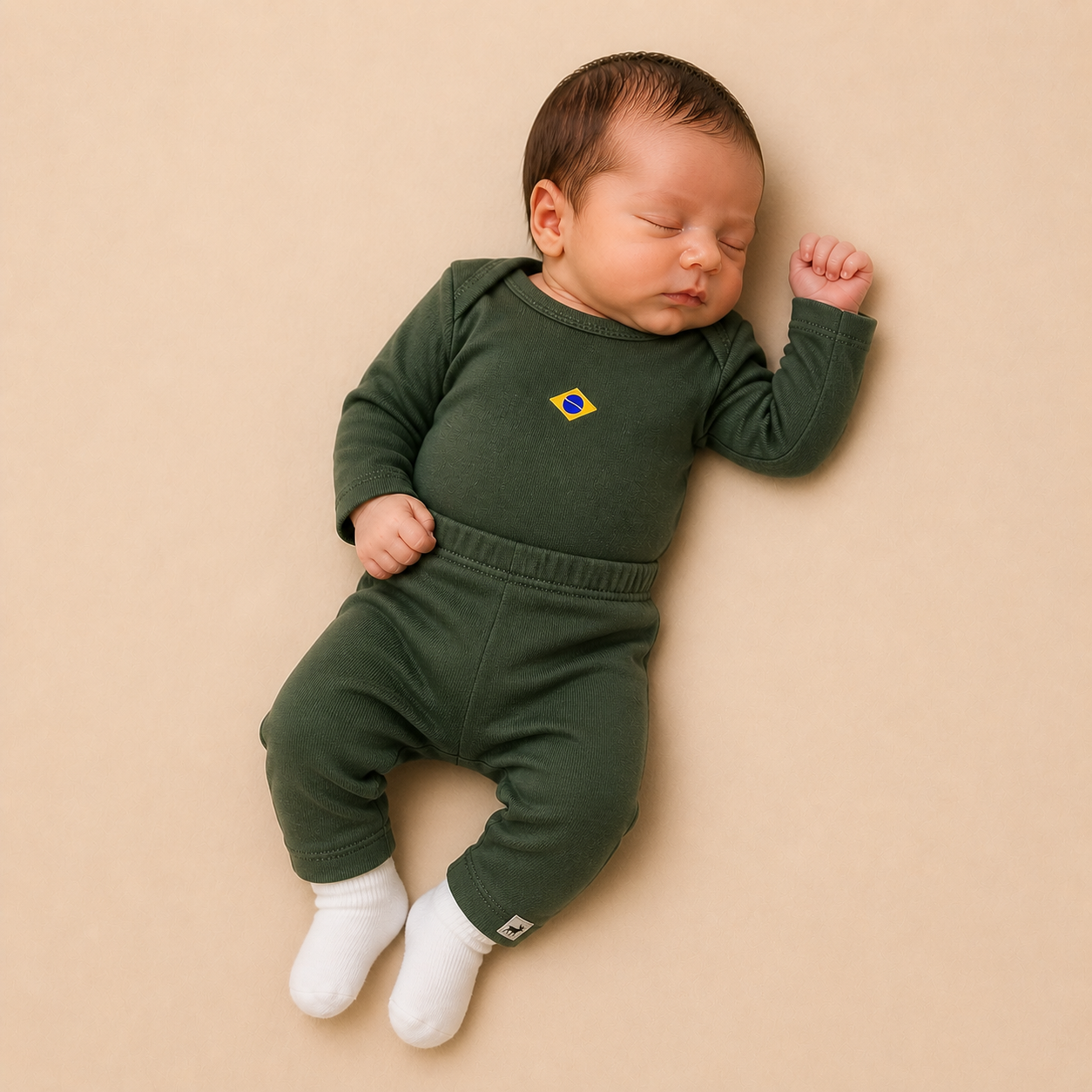 Conjunto Orgânic Algodão Longo Brasil Musgo