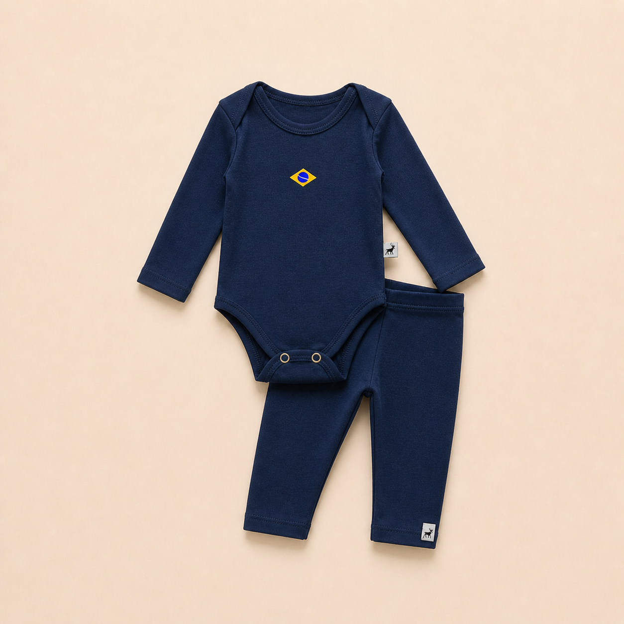Conjunto Orgânic Algodão Longo Brasil Marinho