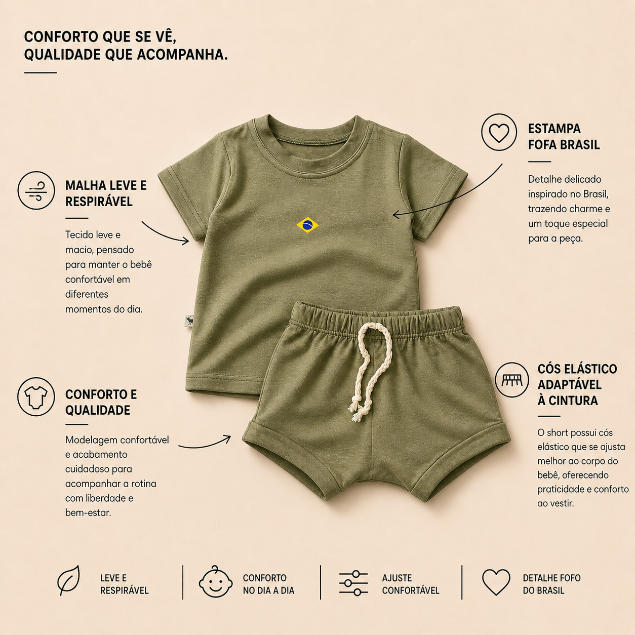 Conjunto Confort Brasil Musgo