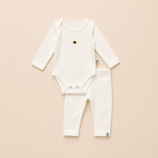Conjunto Orgânic Algodão Longo Brasil Off White