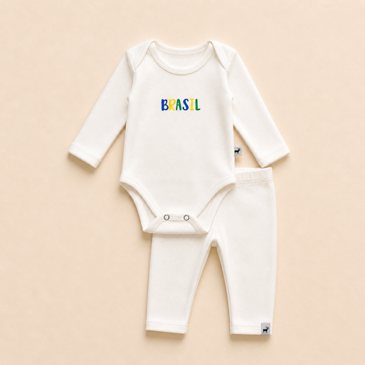 Conjunto Orgânic Algodão Longo Brasileirinho Off White