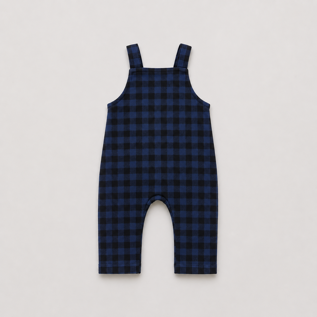 Jardineira Bebê Flanelada Chess Azul Marinho