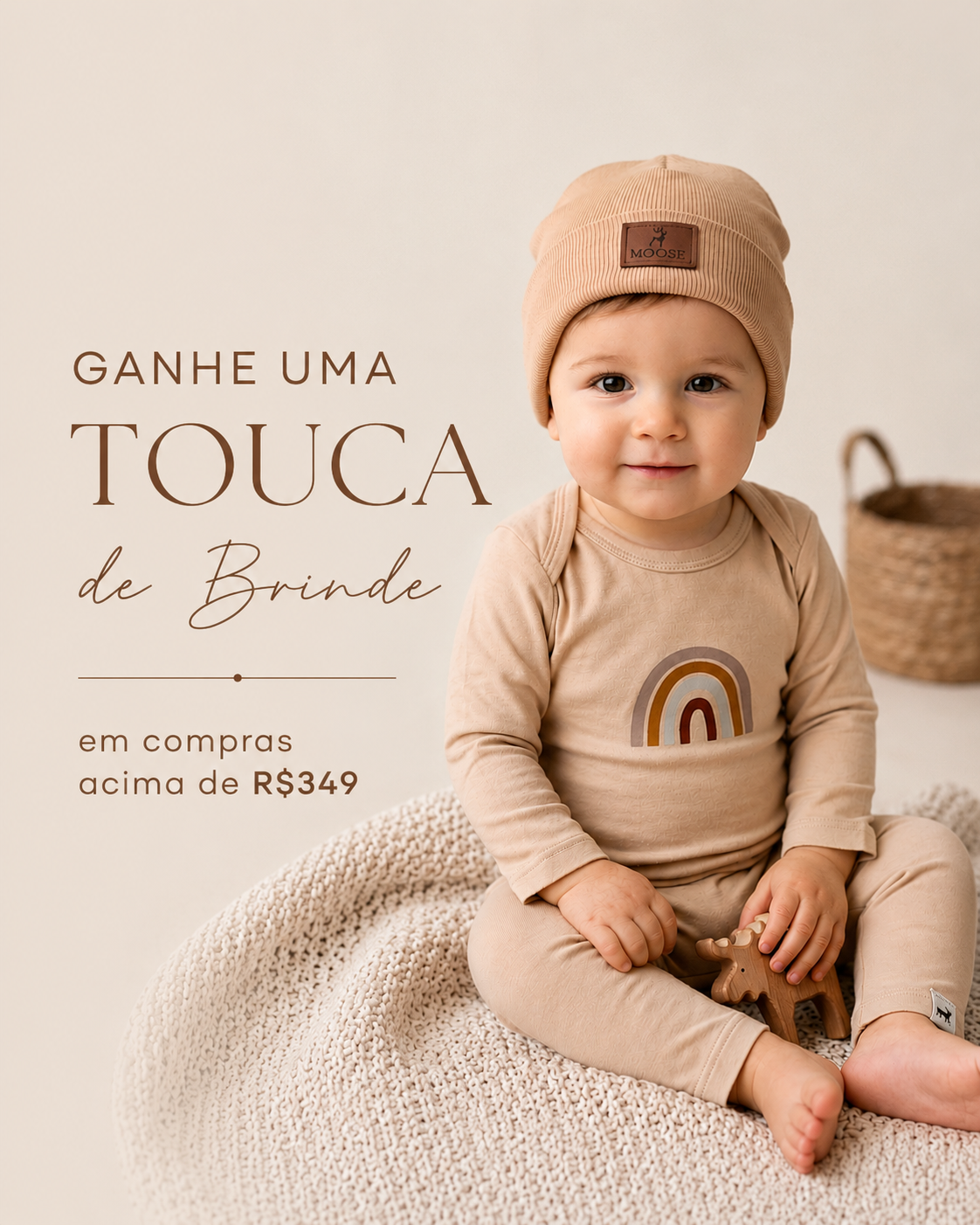 Touca Bebê Algodão Canelado Caqui