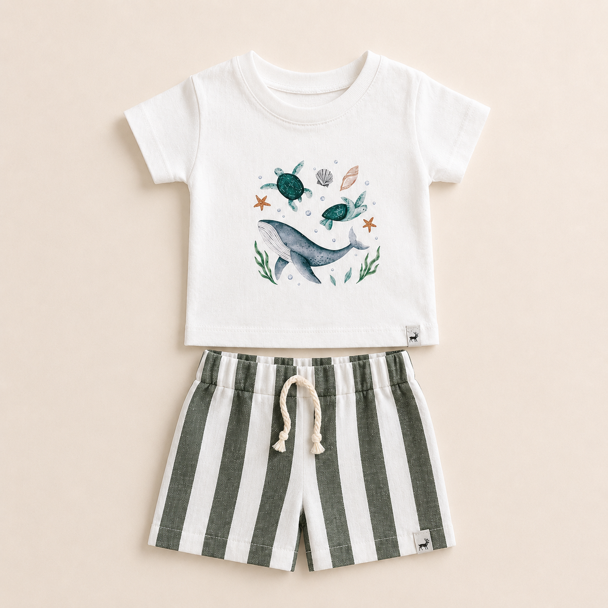 Conjunto Bebê Algodão Fundo do Mar