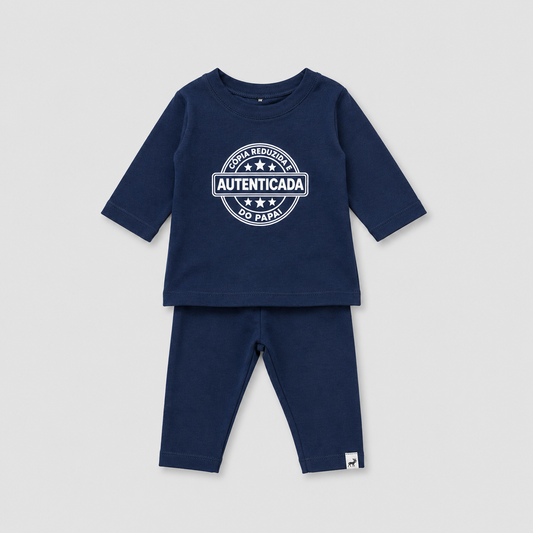 Conjunto Algodão Copia Autenticada Papai Longo Marinho