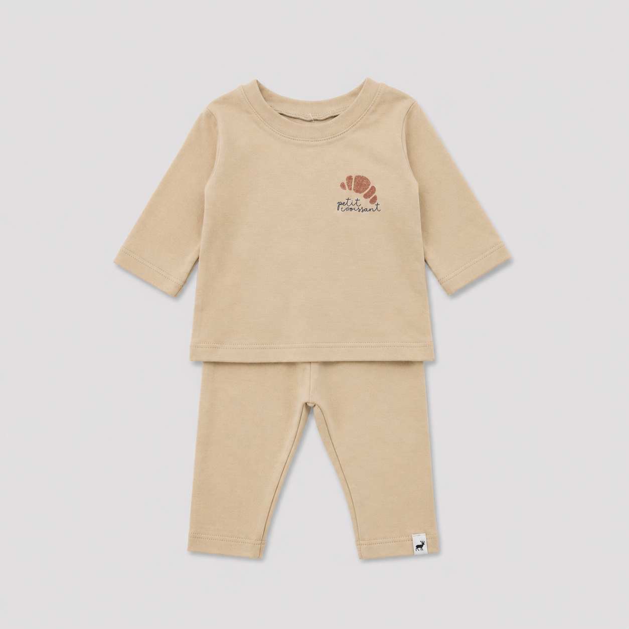 Conjunto Algodão Petit Croissant Bege Longo